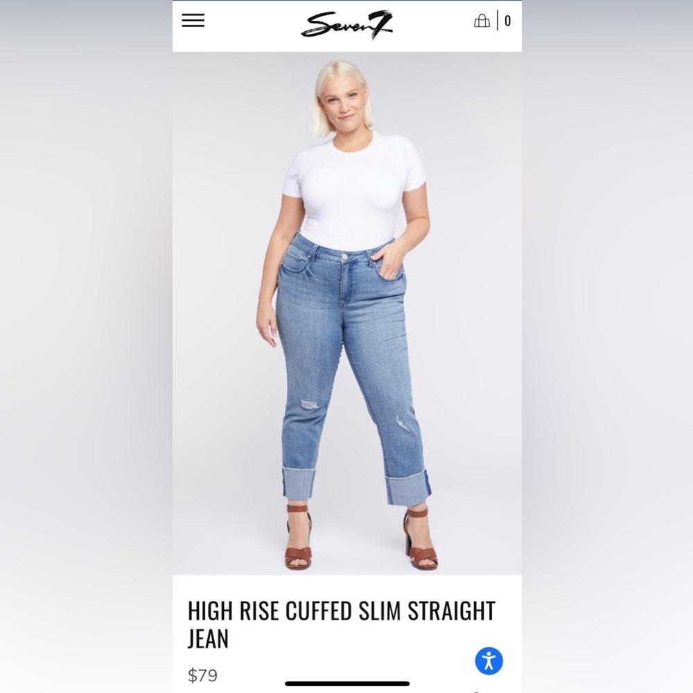 Seven High Rise Cuffed Slim Straight, Size 20
